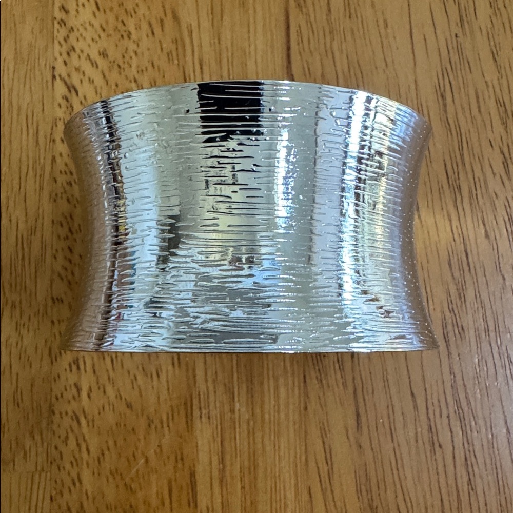 Silver Intricate Straight Lined Design Cuff Bracelet Vintage